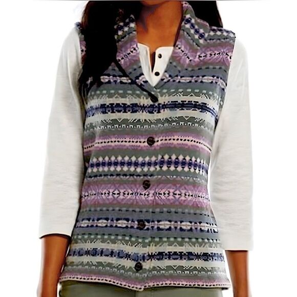 Chaps Fair Isle Collared Sweater Vest XS Petite - Picture 1 of 13